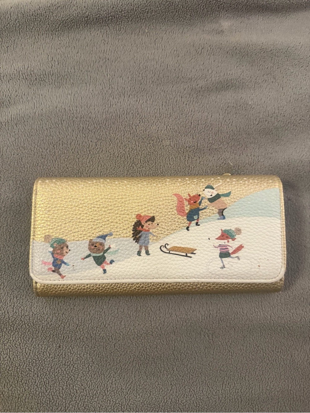 Kim Rogers Metallic Gold Pebbled Clutch Wallet